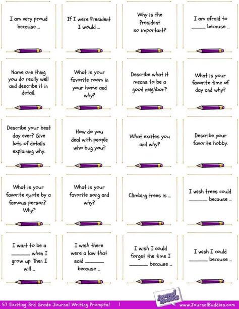 Use these writing worksheets for 3rd Grade to help you provide your child with the writing skills they need. Journaling gives third-graders the chance to express their thoughts and emotions on paper and to see where their feelings come from. Grab your free copies today! #writingprintables #writingresources #3rdgraderesources #journalbuddies #writingideas Creative Writing For Grade 2 Student, Second Grade Writing Prompts Free, Second Grade Journal Writing Prompts, Second Grade Journal Prompts, Writing Prompt For 2nd Grade, Parts Of A Story 2nd Grade, Second Grade Writing Curriculum, Journal Prompts For 2nd Grade, Journal Prompts For Second Grade