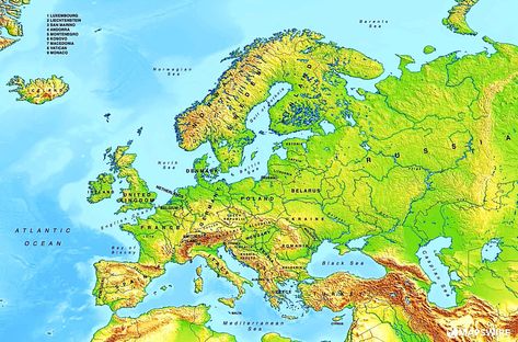 Physical map of europe Miniature Map, Map Of Europe, Europe Continent, Physical Map, Europe Map, Black Art, Physics, Map, Quick Saves