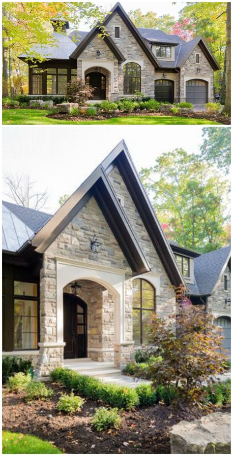 Small House Exteriors, Stone Exterior Houses, Luxury Floor Plans, Rustic Home Design, Mansions Luxury, Exterior Stone, Design Exterior, Farmhouse Exterior, Diy Planner