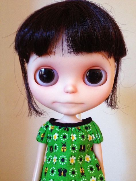 Blythe Doll, Big Eyes, Black Hair, Green, Hair, Black