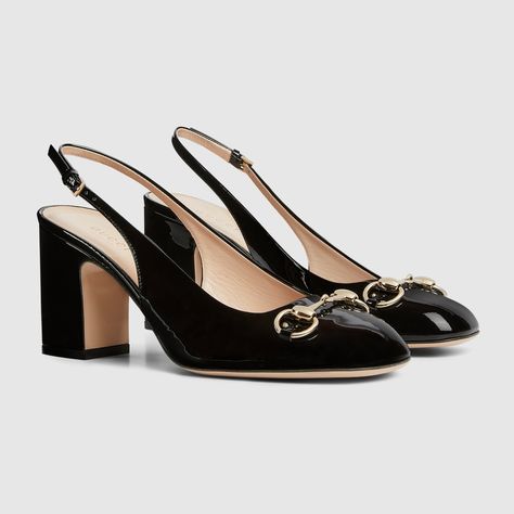 Shop the Women's Horsebit slingback in black at GUCCI.COM. Enjoy Free Shipping and Complimentary Gift Wrapping. Gucci Slingback, Chanel Loafers, Shalom Harlow, Gucci Heels, Gucci Horsebit, Slingback Heel, Patent Leather Pumps, Gucci Black, Gucci Shoes