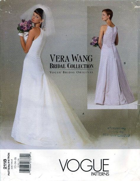 Vogue Wedding Dress Patterns, Vogue Wedding Dress, Vogue Bridal, Wedding Gown Patterns, Bridal Sewing Patterns, Sleeveless Wedding Gown, Vera Wang Bridal, Vogue Dress Patterns, Vera Wang Wedding