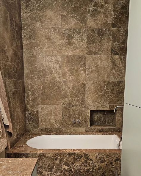 Marble Designs|Natural Stone (@marbledesigns_sthlm) • Instagram photos and videos Brown Stone Bathroom, Brown Marble Bathroom, Beige Marble Bathroom, 2024 Bathroom, Marble Bathtub, Stone Bathroom, Design Bathroom, Marble Bathroom, Marble Design