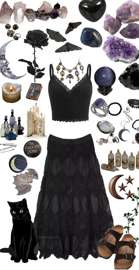 Witchy Dresses Casual, Witchy Beach Outfit, Hippy Goth Aesthetic, Whimsy Goth Aesthetic Outfits, Witchy Cottagecore Aesthetic Outfits, Summer Witchy Outfits, Bohemian Goth Outfits, Boho Witchy Outfits, Gothic Hippie Outfits