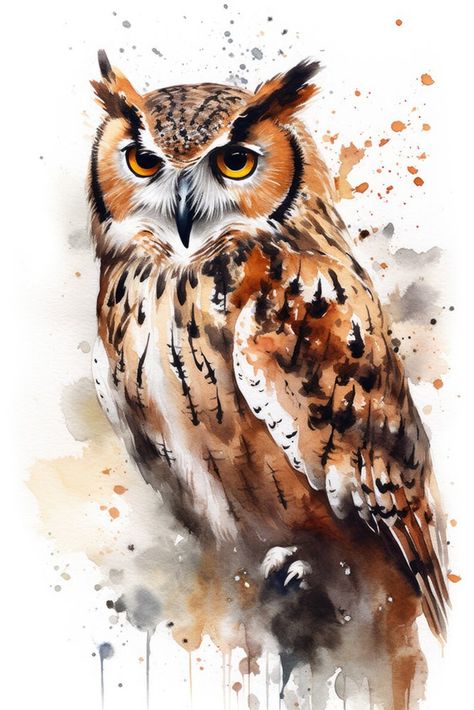 Owl Watercolor, Owl Illustration, Owls Drawing, Owl Painting, 수채화 그림, Creative Artwork, Owl Art, Watercolor Bird, Watercolor Animals