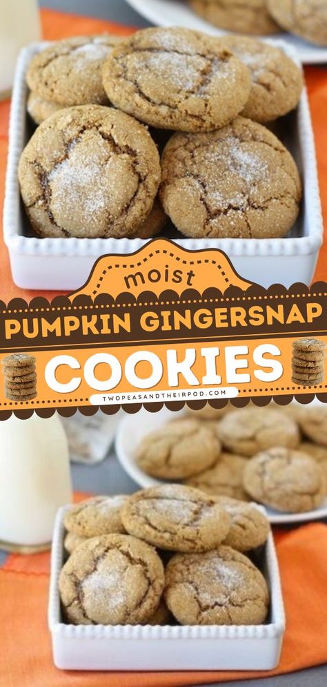 Pumpkin Gingersnap Cookies, pumpkin recipes, easy Thanksgiving dessert recipes Moist Cookies, Pumpkin Molasses, Soft Gingersnap Cookies, Easy Thanksgiving Dessert, Fresh Pumpkin Recipes, Easy Thanksgiving Dessert Recipes, Thanksgiving Dessert Recipes, Gingersnap Cookies, Baking List