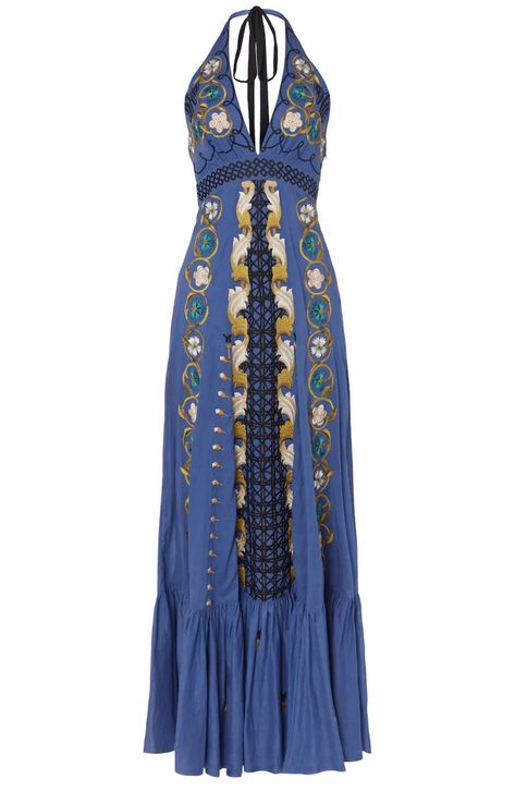 Embroidery Dresses, Dresses Classy, Elegant Dresses Classy, Temperley London, Spring Summer Collection, Exclusive Fashion, Embroidery Dress, Maxi Dress Blue, Embroidered Design