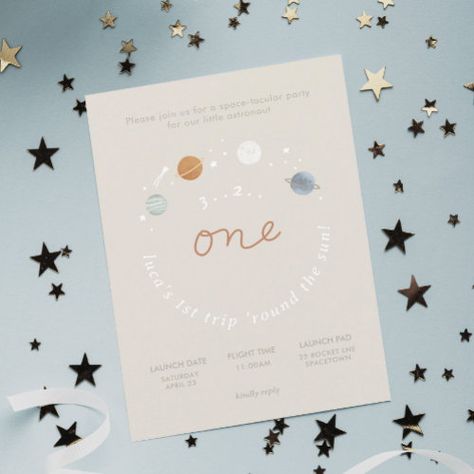 First Birthday Space, Space First Birthday, First Birthday Theme Boy, Baby First Birthday Themes, First Trip Around The Sun, 1st Birthday Invitation, First Birthday Themes, Space Birthday, Space Party