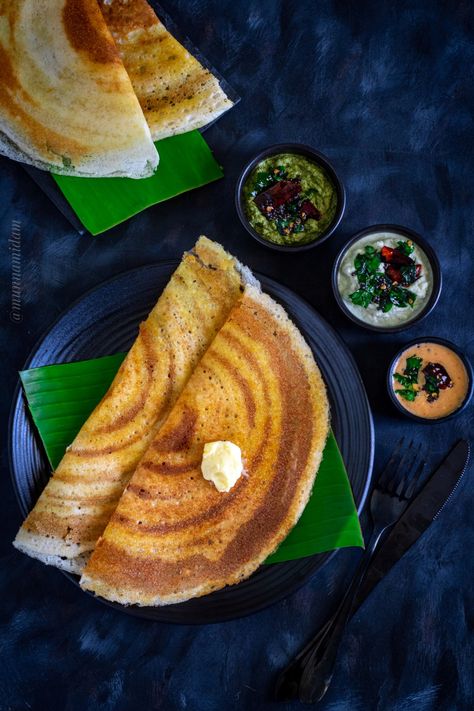 Dosa is a popular south indian breakfast dish, which will go along with sambar and coconut chutney. Ghee Roast, South Indian Breakfast, Coconut Chutney, Indian Breakfast, Breakfast Dishes, Ghee, Chutney, Coconut, Baking