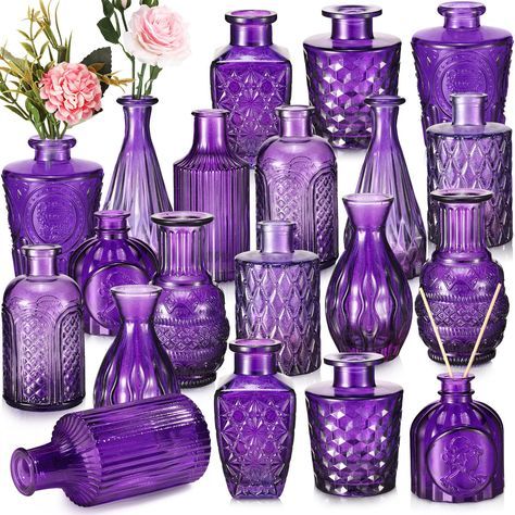 PRICES MAY VARY. Rich in Quantity: this package comes with 20 pieces of small centerpiece vases in 10 styles, the quantity is sufficient to meet your home decoration needs, you can also share them with others; Each vase is firmly wrapped in the thick boxes to avoid breakage in transit Retro Design: the glass vases for centerpieces are decorated with etching patterns, look retro and elegant, they will become the delicate centerpieces for the window, dining or wedding table Easy to Store and Displ Centerpieces Rustic, Vases For Centerpieces, Glass Vases Centerpieces, Vases For Flowers, Short Vase, Small Vases, Small Glass Vases, Small Centerpieces, Glass Bud Vase