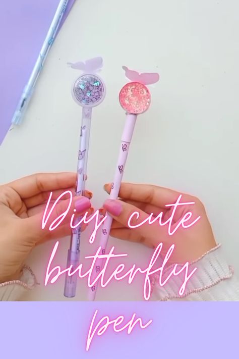 How To Make Cute Pens, How To Make Butterfly, Back To School Stationery, Very Easy Rangoli Designs, Paper Craft Videos, Pen Diy, Diy Resin Projects, Paper Pencil, Cute Pens