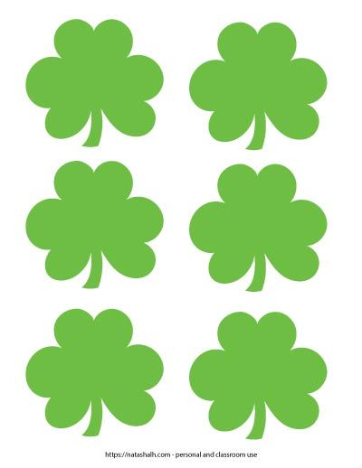 This green shamrock template is great for St. Patrick's Day crafts! No need to cut the shamrock pattern onto paper and cut it out - just print these green shamrocks and use them. Click through to download today. Shamrock Template Free Printables, Printable Shamrock Template, Shamrock Pictures, Shamrock Printable, Leaf Printables, New Year Card Making, Sant Patrick, Cubby Tags, Shamrock Template