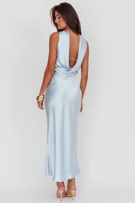 Shop the Damsel Reverse Halter Maxi Dress Baby Blue | Selfie Leslie Light Blue Floor Length Dress, Light Blue Long Dress, Light Blue Maxi Dress, Blue Selfie, Light Blue Bridesmaid Dresses, Dusty Blue Dress, Bridesmaids Ideas, Blue Long Dress, Maxi Dress Strapless