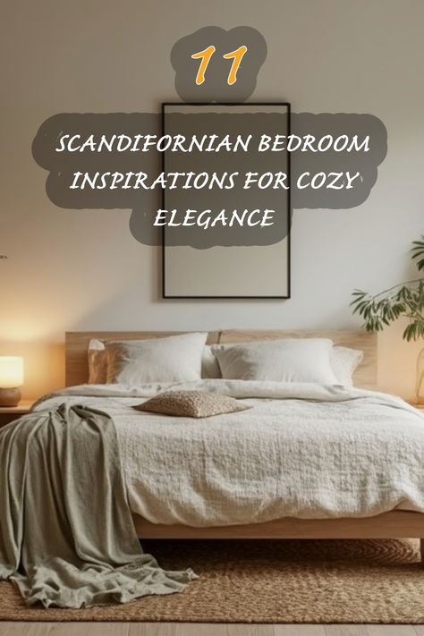 I absolutely love how this Scandifornian bedroom blends minimalism with warmth, creating a cozy and elegant atmosphere. The soft textures of the bedding and the inviting colors make it feel like a serene retreat. I'm inspired to incorporate similar elements into my own home for that perfect balance of style and comfort. Scandifornian Style, Cozy Scandinavian Bedroom, Scandinavian Bed, Regency Bedroom, Hollywood Regency Bedroom, Nordic Cottage, Cozy Scandinavian, Inviting Colors, Japandi Bedroom