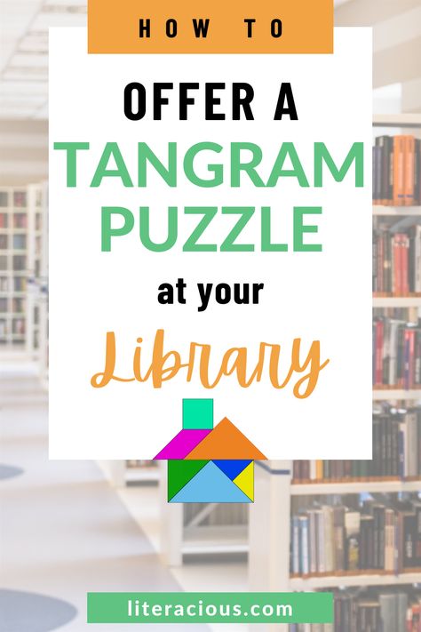 A tangram puzzle program is an easy and inexpensive program to offer elementary school age children at your school or public library. Family Library Programs, November Library Programs, Public Library Displays, Passive Programming Library, Public Library Programs, Passive Programming, Passive Programs, Library Programming, September Activities