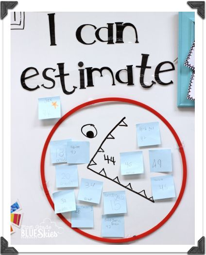 First Grade Blue Skies: Estimation Station FREEBIE Estimation Station, Estimation Activities, Math Story Problems, Maths Problems, Eyfs Maths, Early Years Maths, Grade 1 Math, Subtraction Activities, Summer Math