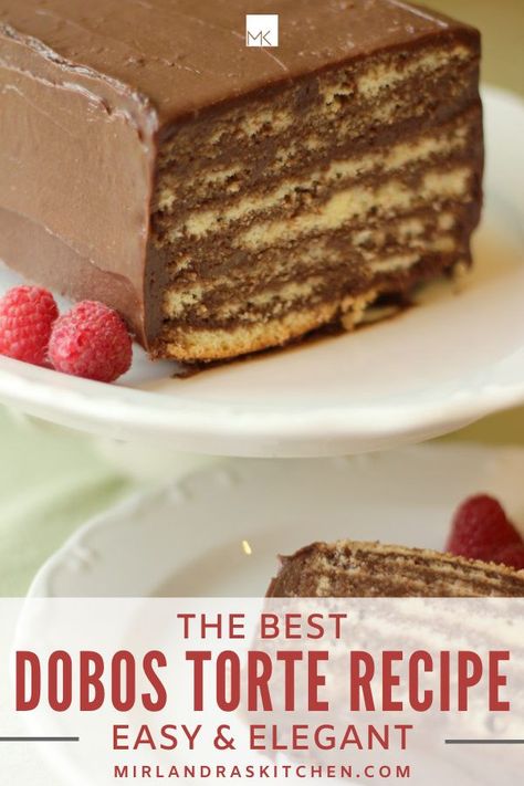 Dobos Torte Recipe, Dobos Torte, European Chocolate, Torte Recipe, Chocolate Torte, Torte Cake, Easy Summer Desserts, Chocolate Cakes, Hungarian Recipes