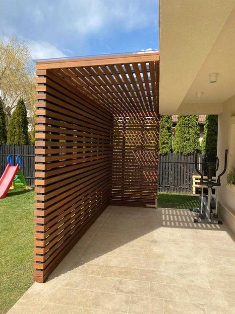 Restaurant Ideas Design Exterior, Privacy Wall, Modern Pergola, Home Exterior Makeover, House Extension Design, Privacy Screen Outdoor, Wall Exterior, Casa Exterior, Backyard Diy Projects