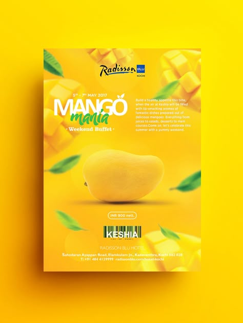 Radisson Blu | Mango mania | Flyer on Behance Juice Ad, Mango Design, Business Card Design Black, Logos Retro, Fruit Packaging, Banner Design Inspiration, Graphic Design Brochure, Radisson Blu, Fruit Photography