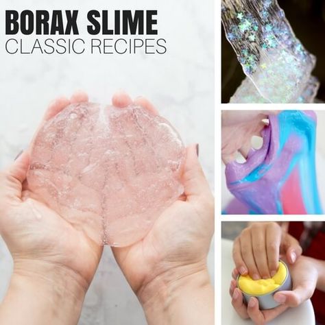 Slime With Borax, Easy To Make Slime, Slime Science, Borax Slime Recipe, Slime Recipe Kids, Basic Slime Recipe, Borax Free Slime, Edible Slime Recipe, Sensory Science