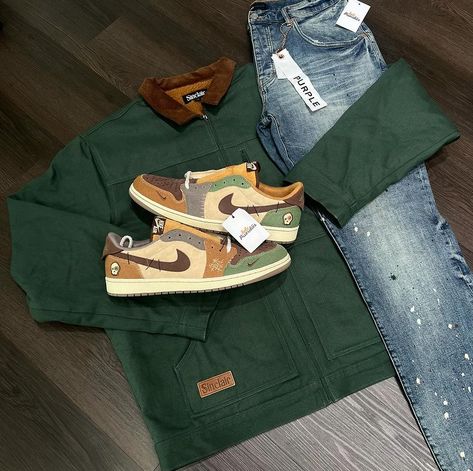 Green Dunks Outfit Men, Olive Green Dunks Outfit, Olive Green Dunks, Green Dunks Outfit, Dunks Outfit Men, Jordan 4s Outfit, Green Dunks, 4s Outfit, Air Jordan Outfit