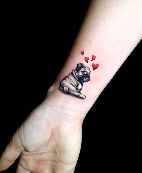 Dog Ears Tattoos, Pug Tattoo Ideas, Dog Ear Tattoo, Puppy Tattoo, Pug Tattoo, Pawprint Tattoo, Paw Tattoo, Tattoos For Women Half Sleeve, Best Of Luck