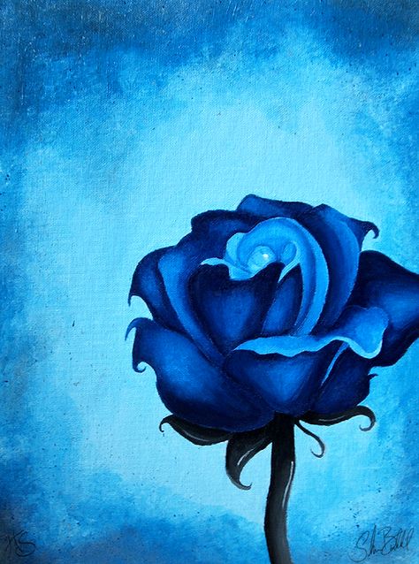 Solitary Blue by Miss-HyperShadow on DeviantArt Monochromatic Painting Easy, Monochromatic Painting Ideas, Monochromatic Flowers, Monochromatic Painting, Phthalo Blue, Monochrome Painting, Monochromatic Art, Monochrome Art, Art Drawings Sketches Pencil