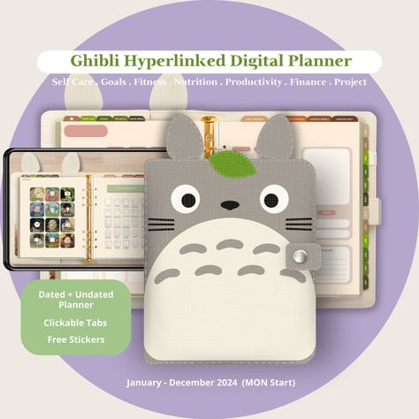 Cute Anime Hyperlinked Digital Planner 2024 for iPad and Tablet | Goodnotes | Dated and Undated Version | Realistic plannerpretties #hourlydailyplanner😋. Kawaii Digital Planner, Anime Planner, Hyperlinked Digital Planner, Totoro Ghibli, Interactive Calendar, Planner Writing, Online Planner, Ultimate Planner, Unique Calendar