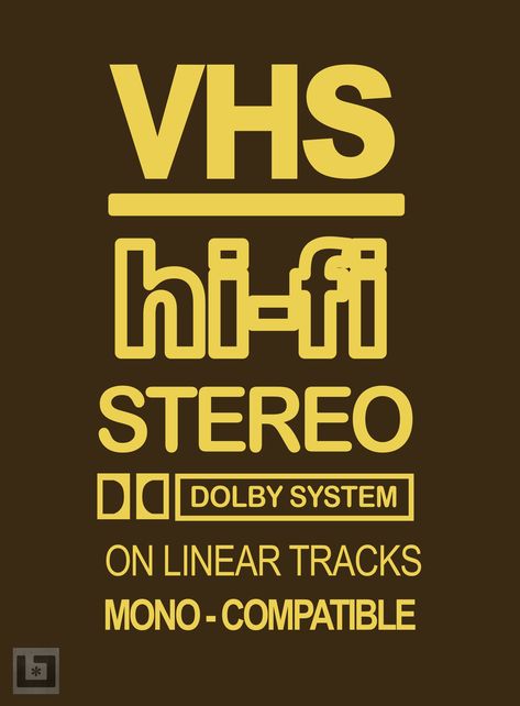 'VHS hifi stereo' label recreation by Logocryo. Appeared on the spine of blank VHS boxes. Vhs Design, Running Artwork, Vhs Logo, Record Label Logo, Vhs Box, Random Designs, The Omen, Vhs Movie, Hifi Stereo