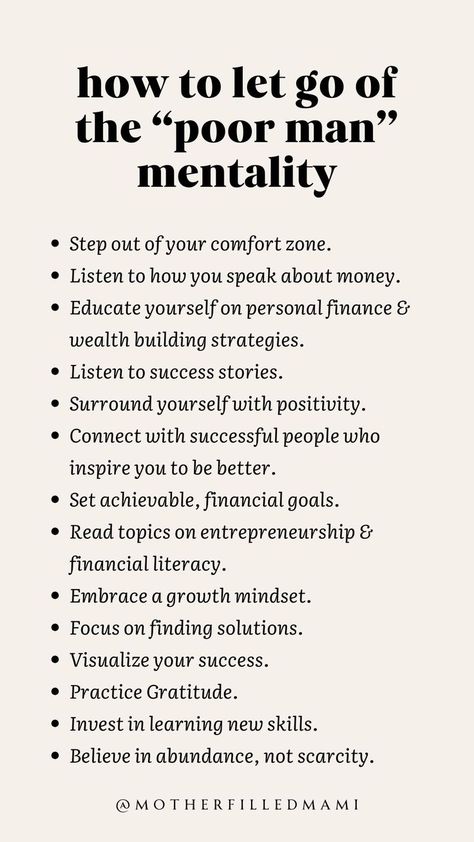 I grew up with parents who didn't educate me financially, but they weren't educated financially themselves. We are past down this "poor man" mentality at no fault of our own. But it's our responsibility to change it. Be better, change your perspective, change your way of thinking. Speak life into your life! #positivethinking #growthmindset #lifetips #personalgrowth #personadevelopment #success Change Your Perspective, Poor Man, Postive Life Quotes, Personal Improvement, Emotional Awareness, Speak Life, Financial Life Hacks, Skills To Learn, Positive Self Affirmations