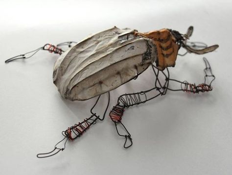 Wire Beetle, Animal Bags, Creative Creatures, 3d Chocolate, 3d Art Projects, Puppy Backpack, Wire Sculptures, Viborg, Bug Art