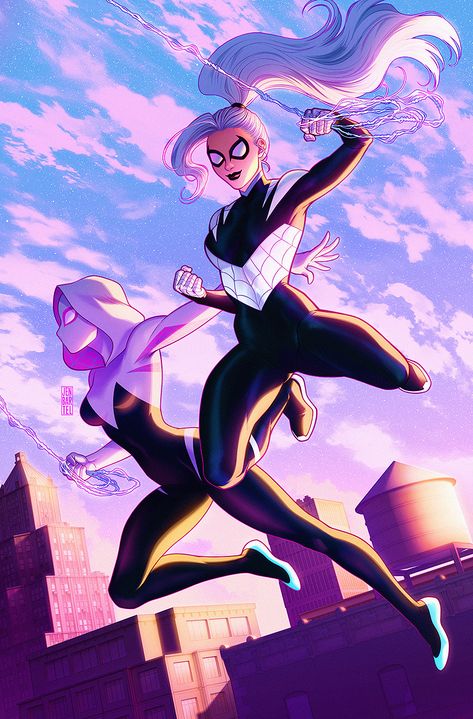 Jen Bartel, Spiderman Black Cat, Marvel Spider Gwen, Comic Script, Mark Bagley, Black Cat Marvel, Spider Girl, Marvel Spiderman Art, Comics Girls