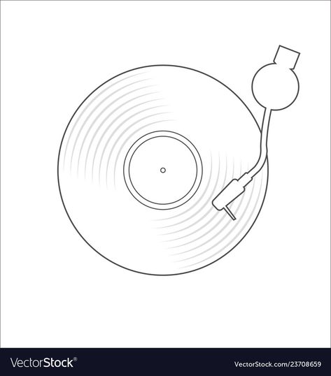 Vinyl Drawing Simple, Vinyl Record Drawing Simple, Vynil Record Drawings, Record Drawing Simple, Record Player Tattoo Simple, Vinyl Record Drawing, Record Doodle, Record Sketch, Vinyl Sketch