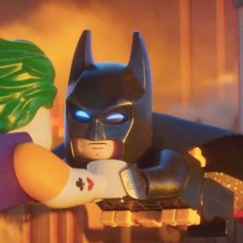 Two images, one of The Joker from The Lego Batman Movie, the other of Lego Batman himself. Lego Robin Pfp, Batman And Catwoman Matching Pfp, Batman Pfps, Lego Batman Pfp, Lego Batman Movie Pfp, Lego Batman Funny, Joker And Batman, Lego Batman Laughing, Batman Joker Wallpaper