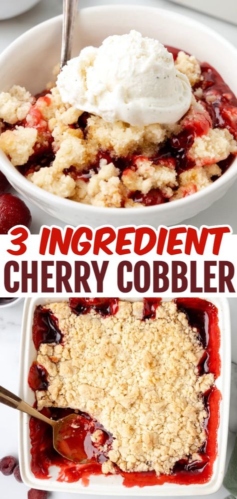 Recipes Using Vanilla Cake Mix Boxes, Cake Mix Cherry Cobbler, Easy Cherry Cobbler, Crockpot Dessert, Yummy Pies, Cherry Cobbler Recipe, Cobbler Recipes Easy, Cherry Dump Cake, Cake Brownie