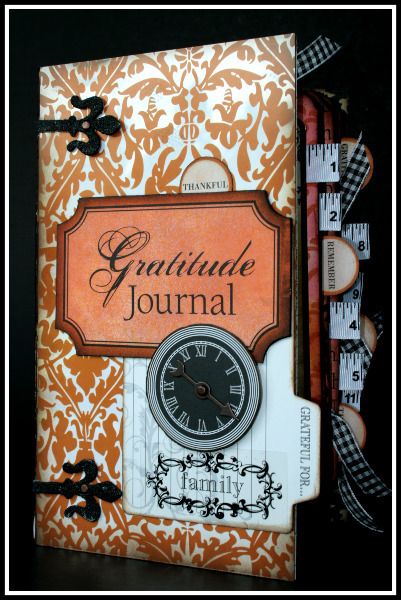 Gratitude Journal 1 Thankful Journal, Family Gratitude, Mini Album Ideas, Scrapbook Mini Albums, Mini Scrapbooks, Teresa Collins, Gratitude Journals, Tim Holtz Distress Ink, Smash Books