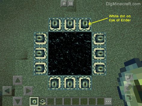 Minecraft Dragon Portal, Ender Portal Designs Minecraft, How To Make A Portal In Minecraft, Minecraft Portal Room Ideas, Minecraft End Portal Design, Portals In Minecraft, End Portal Design, End Portal Minecraft, Minecraft End Portal