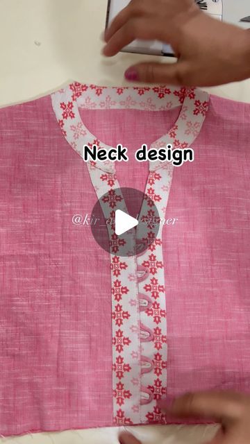 Ladies Collar Design, Neck Placket Tutorial, Collar Stitching Tutorial, Collar Designs Fashion, Collar Neck Kurti, Placket Tutorial, Collar Kurti Design, Collar Kurti, Placket Design