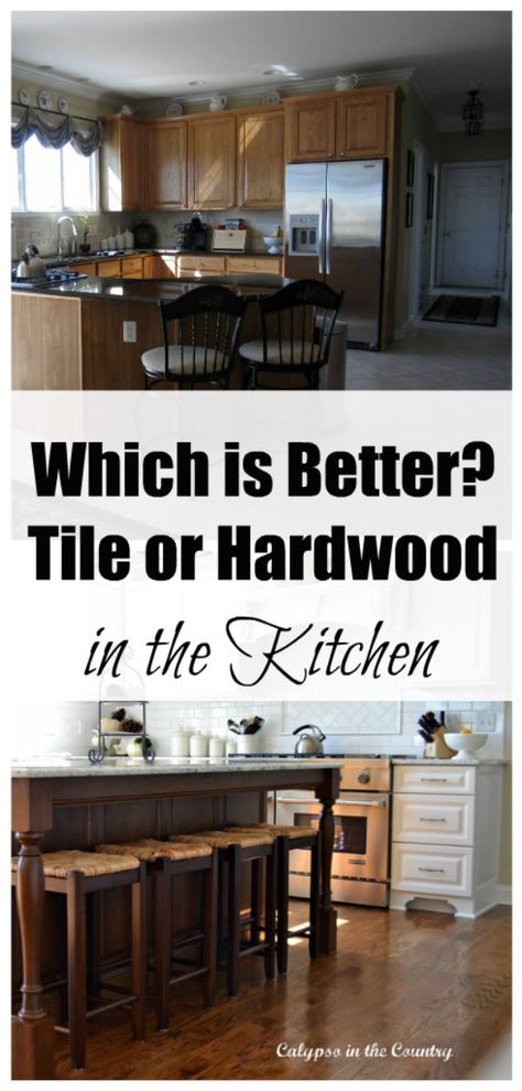 tile vs hardwood in the kitchen Tile Or Wood In Kitchen, Tile In Kitchen Hardwood In Living Room, Wooden Kitchen Cabinets Tile Floor, Kitchen Floor Trends 2023, Kitchens With Hardwood Floors, Hardwood Floor In Kitchen, Best Flooring For Kitchen Tile, Tile Kitchen Floor Next To Hardwood, Hard Wood Floors In Kitchen