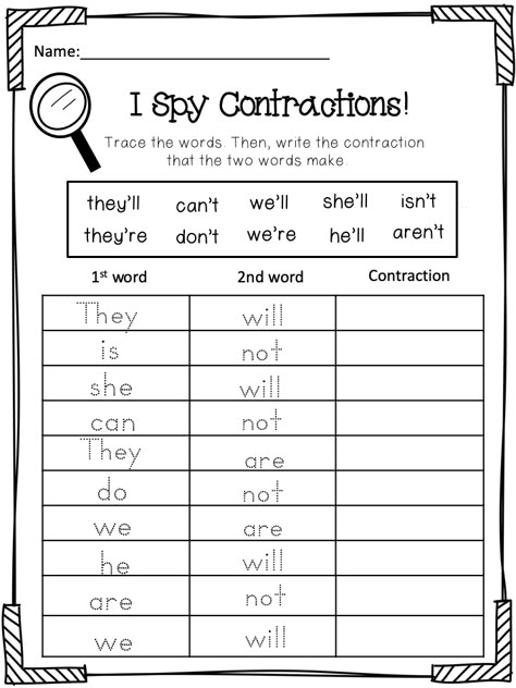 Learn contractions! Use apostrophes! Put two words together to make contractions! 2nd Grade Contractions, Contractions Worksheets 1st Grade, 2nd And 3rd Grade Activities Fun, Contractions Worksheets 2nd Grade, Apostrophes Worksheet, Contraction Words, Contractions Anchor Chart, Teaching Contractions, Contractions Worksheet