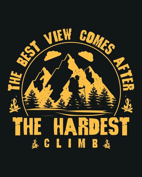 Hiking T shirt Design With Hill And Hiker Vector. Mountain Shirt For Traveler. Take A Hike Shirt, Mountain T Shirt Design, Hiking T Shirt Design, Travel Tshirt Design Ideas, Hiking Shirt Design, Hiking Logo, Shipping Ideas, Hiking Design, Hiking T Shirt