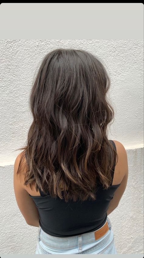 Brunette Hair Ideas Medium Length, Medium Length Haircut With Layers Black, Mid Hair Length Straight, Cute Middle Length Haircuts, Thick Brunette Hair Cuts, Brown Hair Lengths, Medium Length Brunette Wedding Hair, Medium Length Haircut Back View, Medium Short Brunette Hair