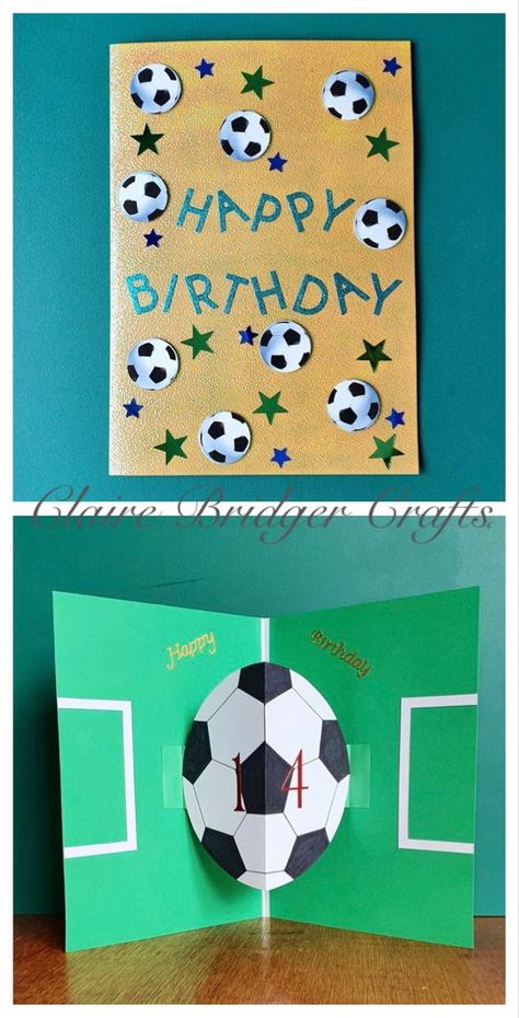 Diy Football Birthday Cards, Pop Up Football Card, Football Pop Up Card, Handmade Football Cards, Football Cards Handmade, Football Birthday Cards, Birthday Card Football, Bff Cards, Birthday Football