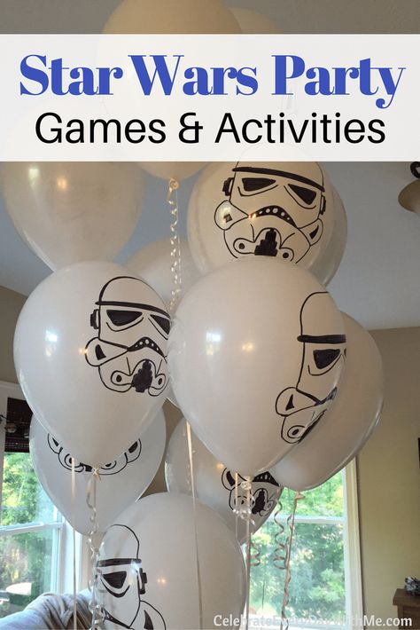 Star Wars Balloons, Star Wars Party Games, Party Games Kids, Lego Star Wars Party, Childrens Party Games, Party Design Ideas, Star Wars Theme Party, Graduation Party Games, Storm Troopers