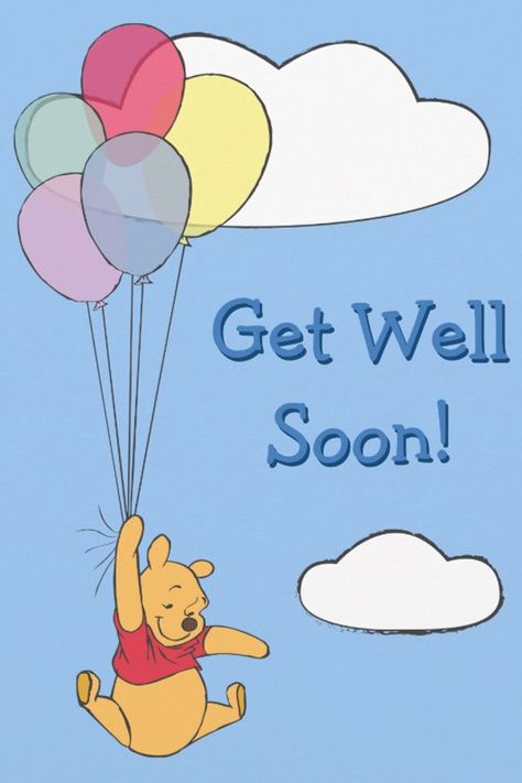 Winnie the Pooh and Balloons | Get Well Card
Winnie the Pooh flies high in the sky with his bunch of balloons! Customize this card with your own message by typing in the template field provided, and pass on the joy with this personalized Winnie the Pooh Get Well card! Winnie The Pooh Get Well Soon, Get Well Soon Painting Ideas, Disney Painting, Bunch Of Balloons, Disney Paintings, Friend Painting, Painting References, Well Wishes, Bear Birthday