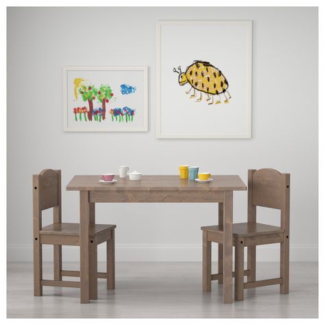 IKEA SUNDVIK children's table Pine Ikea, Ikea Mala, Ikea Sundvik, Table With 2 Chairs, Modern Playroom, Ikea Duktig, Hacks Ikea, Kids Playroom Furniture, Childrens Table