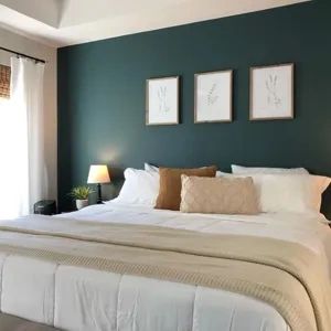 Photo of color Sherwin Williams SW 6223 Still Water Block Bedrooms, Green Bedroom Paint, Harry Styles Imagine, Sherwin Williams Colors, Sherwin Williams Paint Colors, Rooms Reveal, Sleep Tight, Bedroom Green, Bedroom Paint