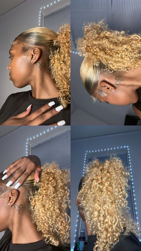 Natural Hair Claw Clip, Blonde Natural Hair, Cute Natural Hairstyles, Dyed Curly Hair, Natural Hair Bun Styles, Girl Hair Colors, Beautiful Black Hair, Dyed Hair Inspiration, Dyed Natural Hair