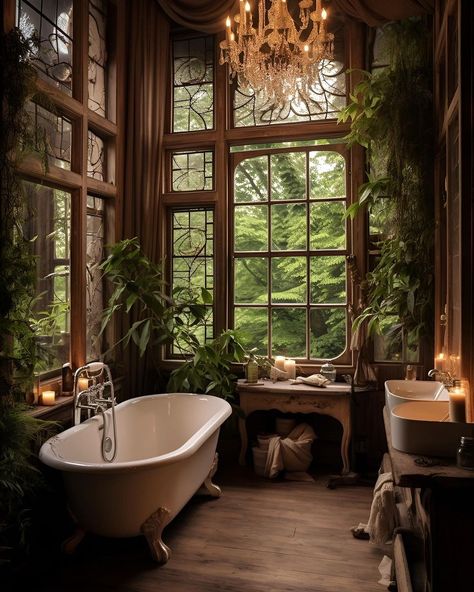 Forest Cottage Aesthetic, Witch House Interior, Cottage Core Home, Cottage Core House, Boho Bathroom Ideas, Witchy Home, Forest Cottage, Home Design Inspiration, Cottage Bathroom