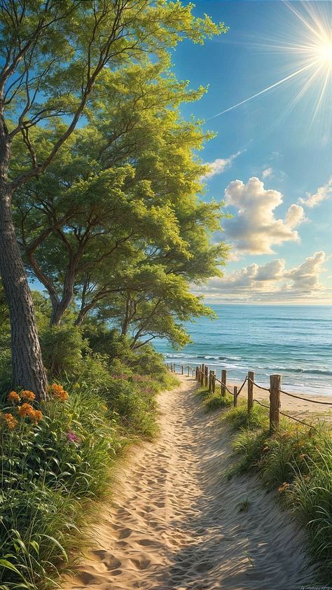 Nature Is Beautiful, Beautiful Beach Scenes, Peaceful Nature, Coastal Artwork, The Beauty Of Life, Summer Scenes, Beauty Of Life, Large Tree, Pretty Landscapes